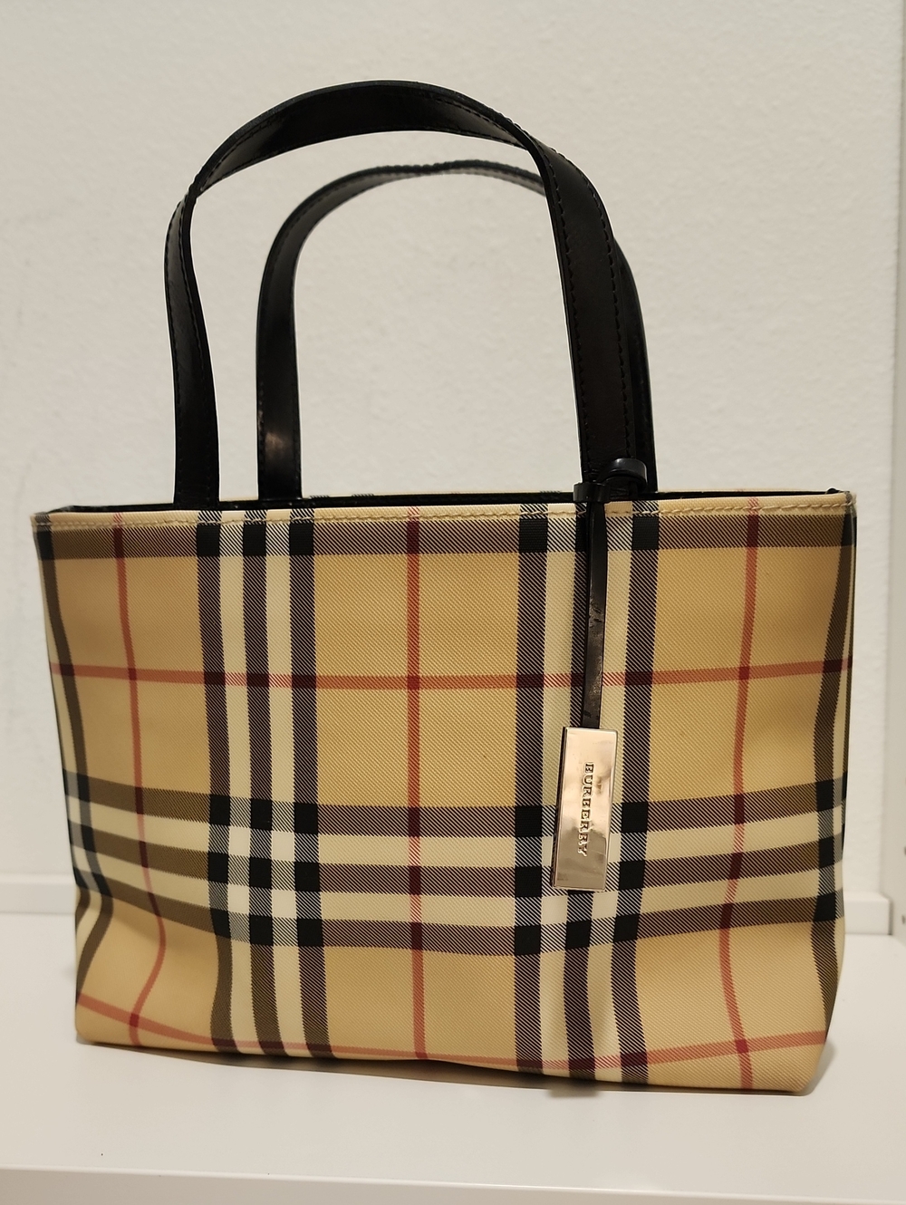 Burberry Classic Nova Check Mini Tote in Tan and Black